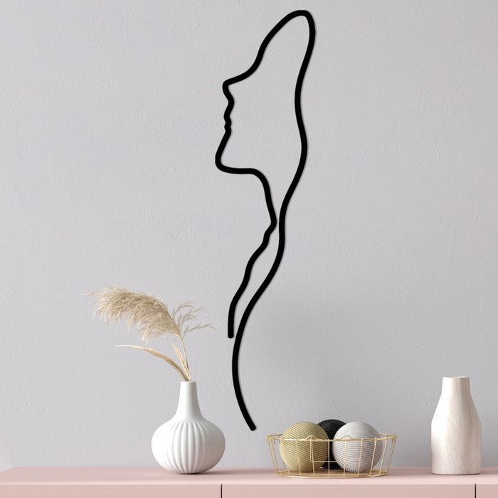 Wallity Woman Face Profile Escultura de Pared Negra Wallity Woman Face Profile Escultura de Pared Negra